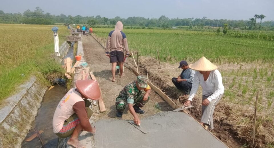 Tingkatkan Kekompakan Di Wilayah Binaan, Babinsa Pos Selopuro Gelar Gotong Royong Bersama