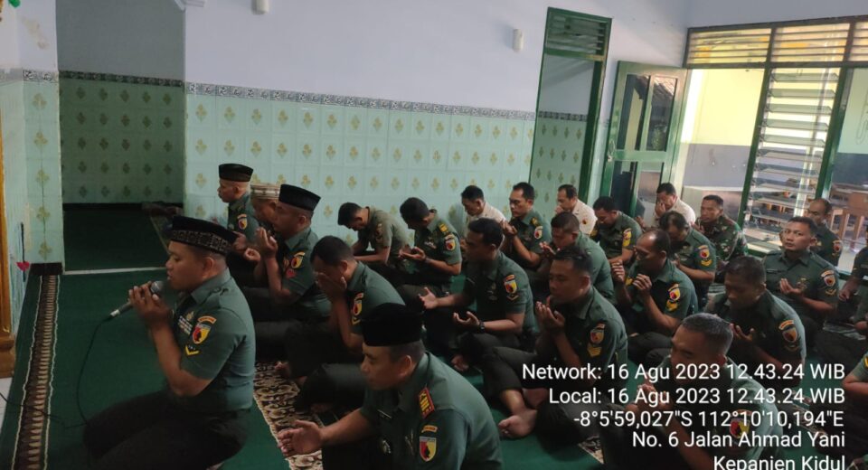 Dalam Rangka HUT Ke -78 Proklamasi Kemerdekaan RI Tahun 2023, Kodim 0808/Blitar Gelar Doa Bersama