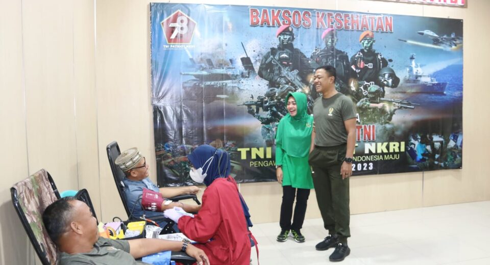 Sambut HUT Ke -78 TNI Tahun 2023, Kodim 0808/Blitar Gelar Donor Darah, Pengobatan Gratis Dan Bakti Sosial