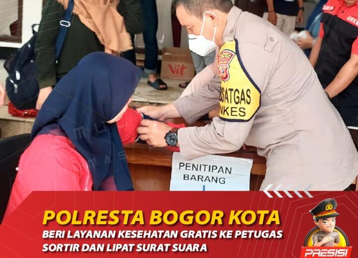 Polresta Bogor Kota Beri Layanan Kesehatan Gratis Ke Petugas sortir Dan Lipat Surat Suara