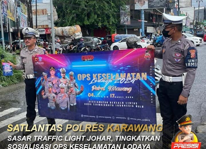 Tingkatkan Sosialisasi Ops Keselamatan Lodaya, Satlantas Polres Karawang Sasar Traffic Light Johar