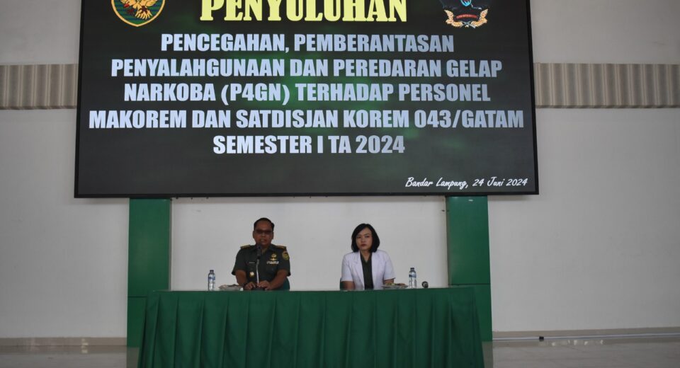 Cegah Penyalahgunaan Narkoba, Prajurit Dan PNS Korem 043/Gatam Ikuti Penyuluhan P4GN