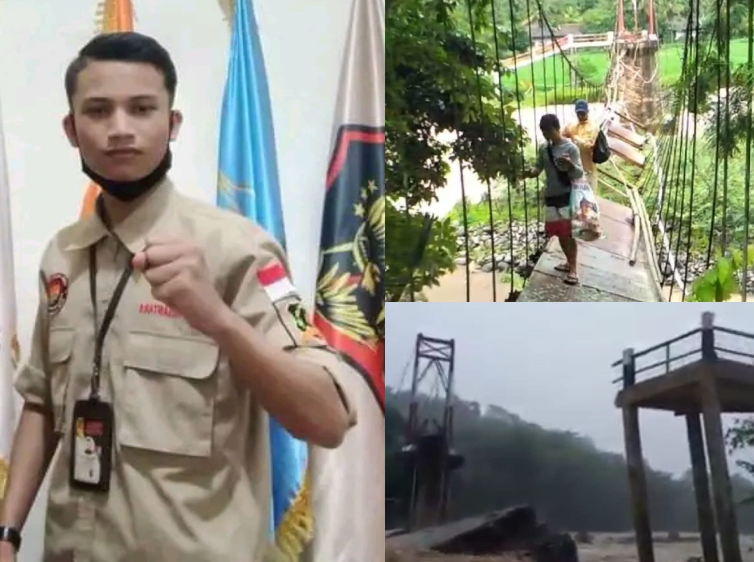 Kondisi Jembatan Gantung Rawayan di Kampung Wangun Memprihatinkan dan Viral di Media Sosial
