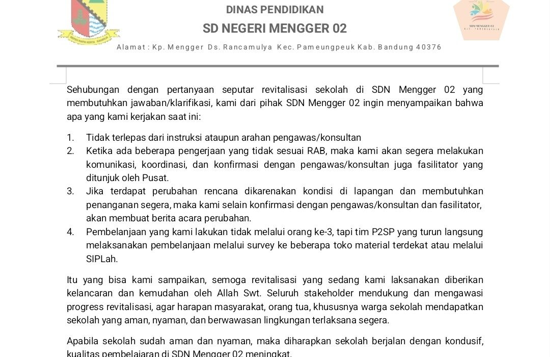 Diduga Kurang Transparan, Pihak SDN Mengger 02 Berikan Klarifikasi Terkait Program Revitalisasi Rp 1 Miliar